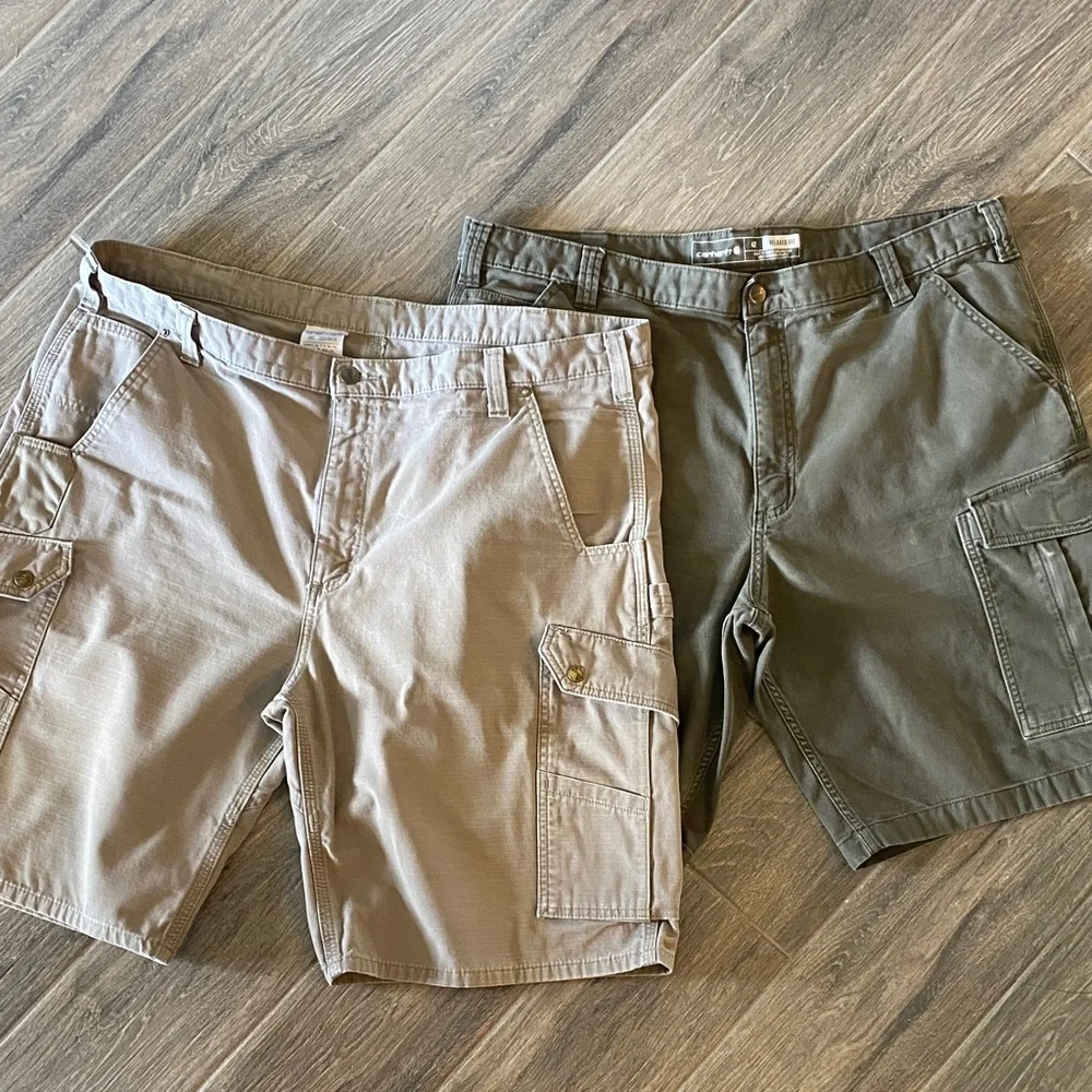Men's Cargo Shorts - Tan and Olive Carhartt 42 Waist Relax Fit